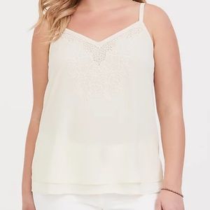IVORY EMBROIDERED DOUBLE LAYER SWING CAMI